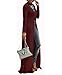 Womens Sexy High Front Split Long Sleeve Crewneck Clubwear Cocktail Maxi Dress Red XL