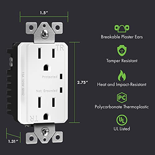 TOPGREENER Surge Protector Receptacle with Grounding Indicator, Child