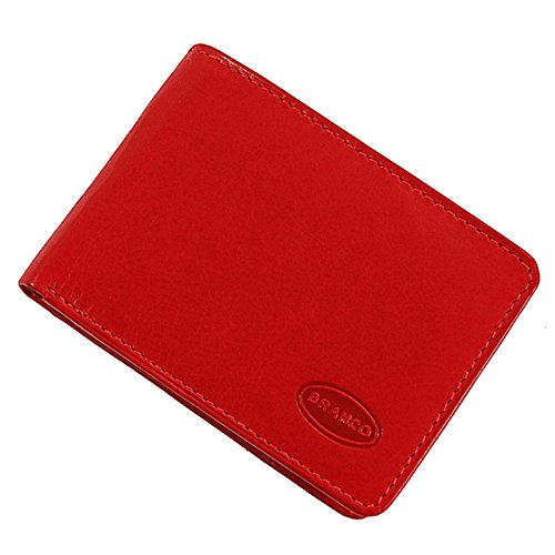 Branco small Leather Men's Wallet Purse Mini wallet 10x7x1cm - Red