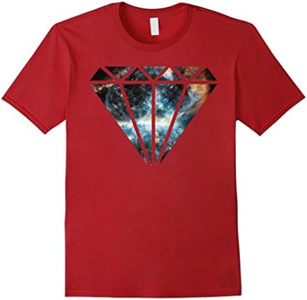 Mens Diamond Universe Outer Space Chill Bright Nebula T-Shirt Large Cranberry
