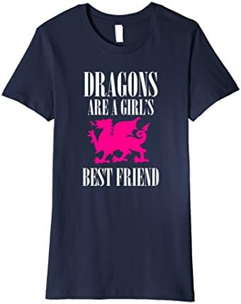 Womens Dragons are a Girl's Best Friend T-Shirt Women Kids Humor Medium Navy