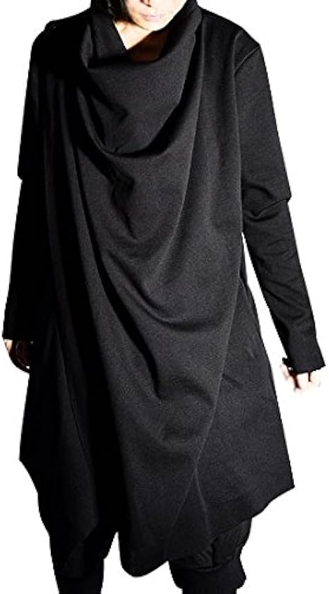 Alleglo アレグロ オリジナルブランド 日本製変形タートルネックドレープロング丈コート メンズ ブラック 黒 メンズファッション コート ジャケット 通販 Amazon