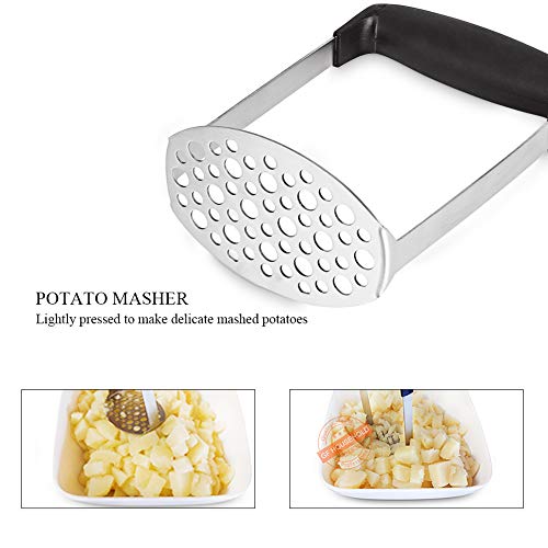 Potato Stainless Steel Smasher, Bosiwee Potato Masher Ergonomic Horizontal Handle Mash Fruit, Meat, Potatoe, Baby Food, Avocado, Bean, Vegetable