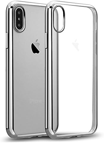 iPhone X Case,Hallsen[Electroplating TPU] Ultra-Slim Transparent Crystal Clear Anti-Scratch Flexible Soft TPU Case Cover for Apple iPhone X/10 (Silver)