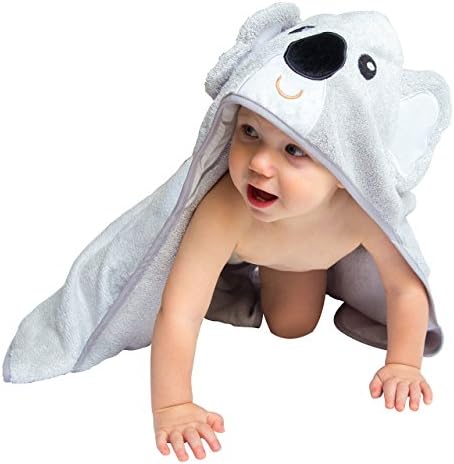Hooded Baby Bath Towel - Cute, Large, Plush, Ultra Absorbent, Thick, Soft Natural Bamboo Koala Bear Wrap - Robe Plus Washcloth Set - Best for Bath, Beach, Pool, Shower, Infant, Kids, Boys, Girls