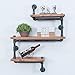 OLDRAINBOW Industrial Pipe Shelving Wall Mounted,Wall Shelf Bookshelf Hanging Wall Shelves,Metal Floating Shelves,Real Wood Book Shelves(3 Tier)