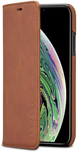 iPhone XR Leather Case Flip Cover Brown - KANVASA Pro Premium Genuine Leather Wallet Book Folio Case for The Original iPhone XR / 10R (6.1 inch) - Ultra Thin with Magnetic Closure
