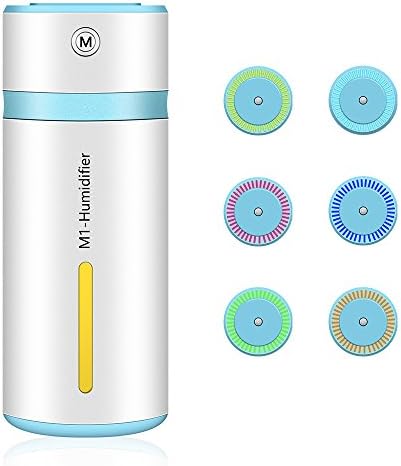 Mini Cool Mist Ultrasonic Air Humidifier, Tonyhoney 240 ML Air Purifier 7 Color Changing LED Lights Effect Auto-Off, Portable Quiet Air Cleaner Diffuser for Car Bedroom Home Yoga (Blue)