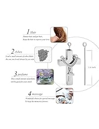 Colgante de urna de cenizas de acero inoxidable con diseño de cruz