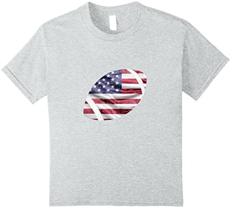 Kids Distressed American Flag Vintage Patriotic Football T Shirt 8 Heather Grey