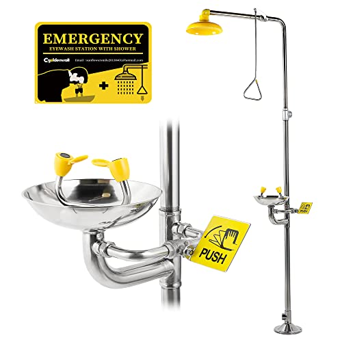 CGOLDENWALL Emergency Shower Eye Wash Station Safety Shower Station