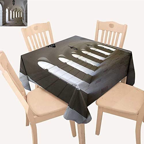 UHOO2018 Square/Rectangle Polyester Tablecloths Arch and Lanterns Architectural Ative White Fuitable for Home use,23 x 23inch