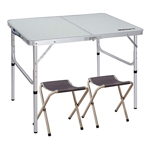 REDCAMP 3ft Folding Picnic Tables with 2 Stools Set, Lightweight