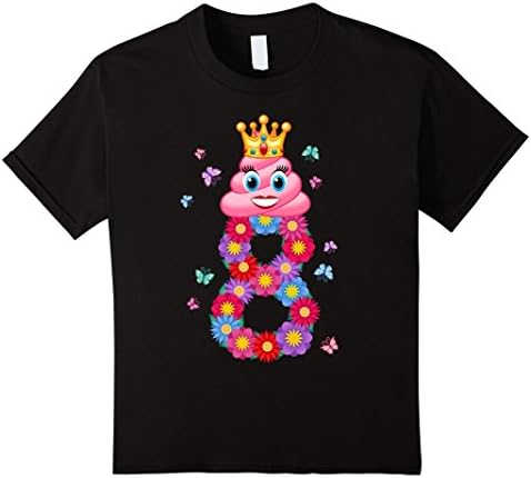 unisex-child Poop Emoji Princess Cute Girls 8th Birthday T-Shirt 8 Black