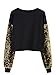 ROMWE Women's Sweater Shimmer Glam Sequin Embellished Sparkle Sleeve Sweatshirt Top Black