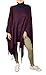 Peach Couture Turtle Neck Checkered Winter Poncho Sweater Pullovers with Fringes