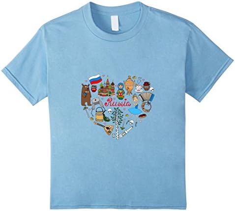 Kids "Russia" T-Shirt for Russians and People who Love Russia 10 Baby Blue
