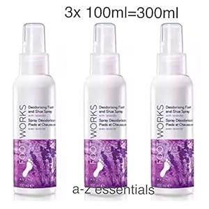 3x Avon Foot Works Deodorising Foot And Shoe Spray With Lavender- 100ml(300ml)