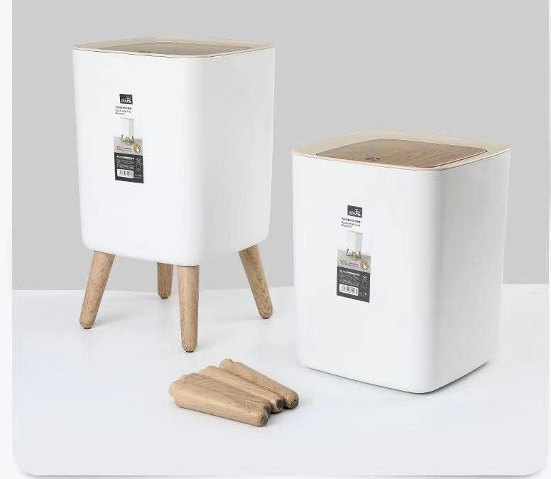 LETISR Trash Can with Lid 10L, Bathroom Trash Can with Lid,Office Garbage Can Waste Basket with Push Button, Nordic Small Trash Bin for Bedroom, Toilet, Kitchen,Pet Proof Trash Can (A)