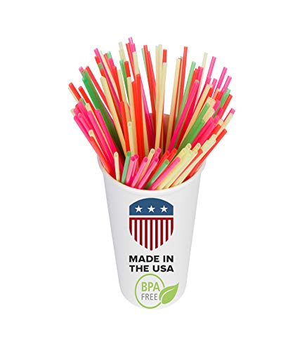 Coffee Stir Sticks, Drink Stirrers: Made in USA, BPA Free | 5.25" Assorted Neon | 1000ct