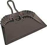 Edward Tools Black Metal Dustpan 12" - Heavy Duty Powder Coated Steel does not chip or bend - Precision edge for small item sweeping - Loop handle for comfort/hanging (1)