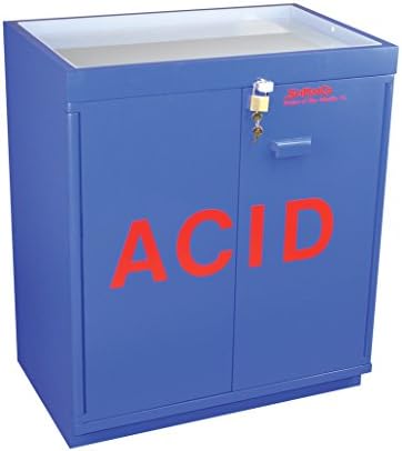 SciMatCo SC8051 High-Density Plywood Non-Metallic Floor Acid Safety Cabinet with Top Tray, Fully Lined, Blue, 30 x 2.5 Liters Capacity