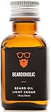 BEARDOHOLIC Premium Quality Beard Oil and Leave-in Conditioner, Softener - 100% Pure Organic Natural, Light Cedar Scent - Beard Growth and Stops Itchiness