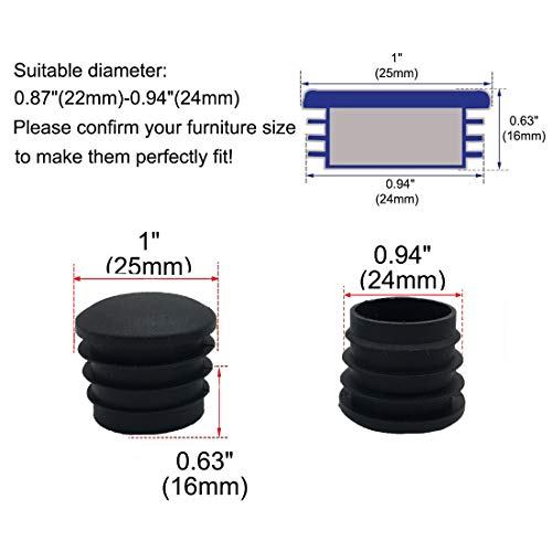 40 Pack 1 Inch Round Plastic Plug, Pipe Tubing End Cap, Durable Chair Glide and Avoid Noise Protector - Thumbnail 3