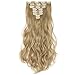 Clip in Full Head Hair Extensions 8 pieces/set Synthetic Fibre Natural Long Thick Hair Pieces Hairpiece Standard Weft Hair Extension for Women Lady Girls - 17 inch Curly ash blonde