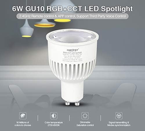 lighteu®, 6X 6W GU10 RGB+CCT LED Spotlight Color Changing and CCT WW CW Temperature Adjustable, Original Mi-Light - Image 3