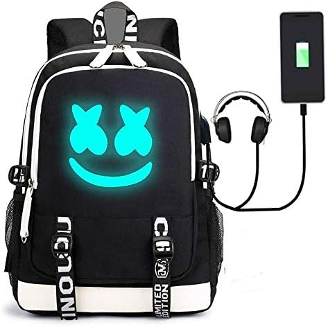 Anti Theft Luminous Laptop Backpack with USB Charging Port, Unisex Backpack College School Travel Backpack Daypack (C)