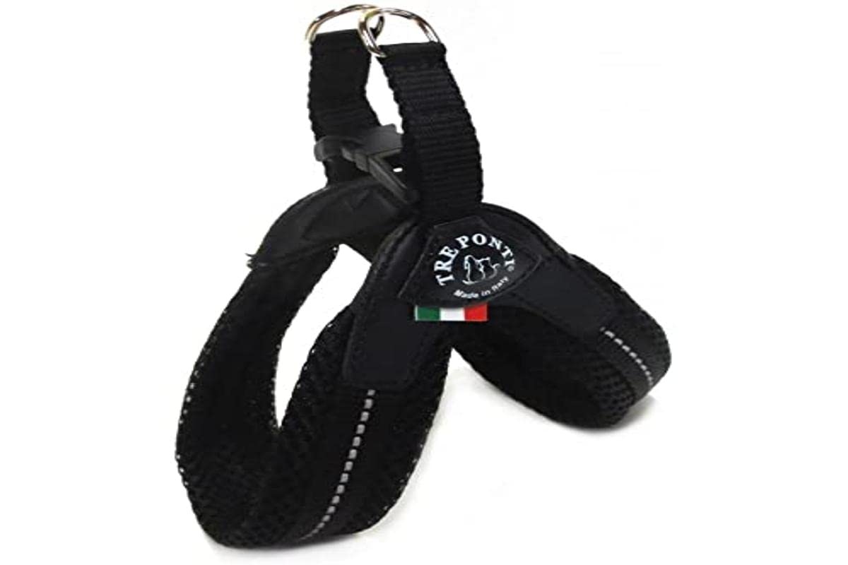 Tre Ponti Fibbia Small Dog Mesh Harness, 1 cm, Black