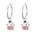 925 Sterling Silver Hypoallergenic Pink Cupcake on Endless Hoop Earrings for Girls 27561