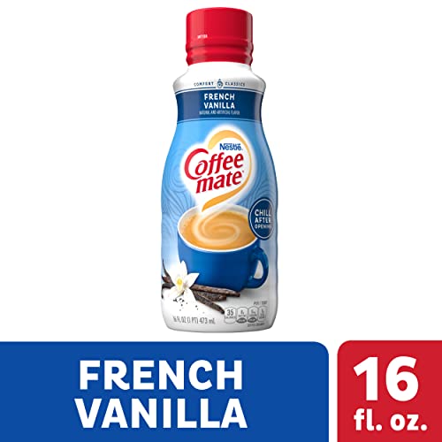 NESTLE COFFEE MATE FRENCH VANILLA COFFEE CREAMER LIQUID FOR WARM RICH FLAVORED COFFEE LACTOSE FREE GLUTEN FREE NON DAIRY CREAMER FOR UP TO 32 CUPS (16 OZ)
