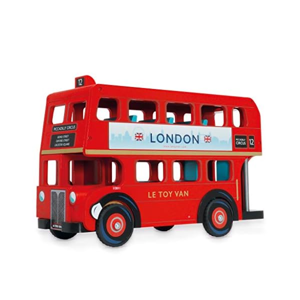 Le Toy Van TV469 Cars & Construction Double Decker Wooden Role Play Suitable for Girls and Boys Toys, London Bus