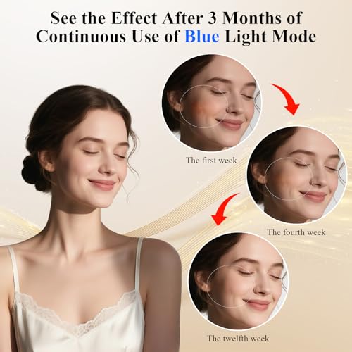 Hottoerak Red & Blue Light Mask for Face & Neck Set, Wireless Rechargeable Near-Infrared LED Face Mask for Home & Travel