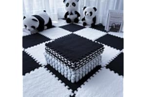 Baby Play Mats 12 Pcs for Baby Soft Fluffy Fur Puzzle Interlocking Foam Floor Tiles Kids, Environment Friendly Toddlers Playm