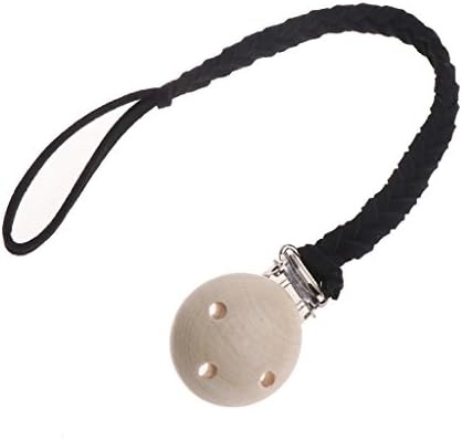 Loair Pacifier Clip - Leather Pacifier Clips Chain - Modern and Trendy Dummy Clip Pacifier Holder Nipple Soother Chain For Infant Baby Feeding (Black)