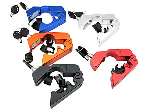 Beasteel Universal Aluminum CNC Motorcycle Grip Lock by Secure Your Motorcycle/Bike/ATV/Moped/Scooter Locks Your Grip/Brake/Throttle/Handlebar Under 5 Seconds! (Black/Orange/Red/Silver/Blue)
