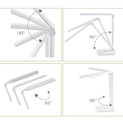 GuanYa F228 Dimmable LED Desk Lamp Eye-caring Table Lamp,Flexible Arm,Touch-Sensitive Control Panel,Energy Efficient LED Lamp,USB Charging Port,White