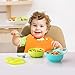 Brother Max Baby Feeding Bowl with Lid and Spoon Set,BPA Free (4m) (Blue/Green)