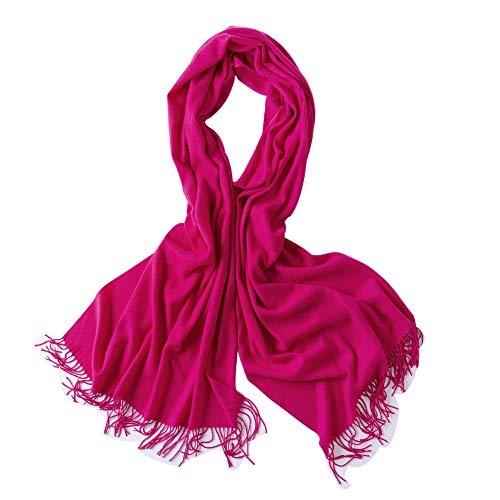 Bellonesc Cashmere Scarf Shawls for Women and Men (Rose red)