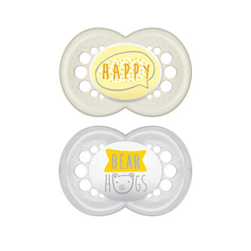 MAM Pacifiers, Baby Pacifier 6+ Months, Best Pacifier for Breastfed Babies, 'Attitude' Design Collection, Unisex, 2-Count