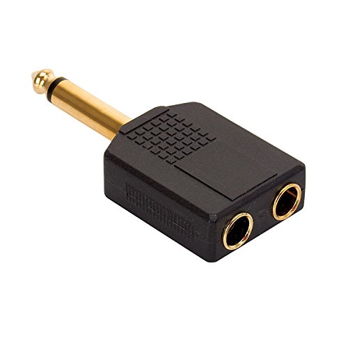 Steren 2 x 1/4" (6.3mm) Jacks to 1/4" (6.3mm) Mono Plug Adapter - Gold