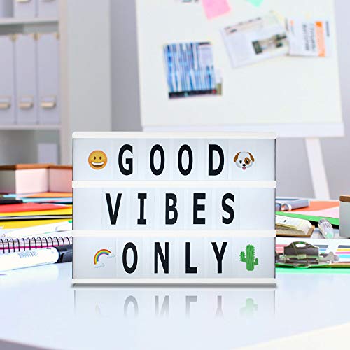 Brooklyn Lighting Company Battery and USB Cable Powered Cinematic Light Box, LED Light Box, Cinema Light Box, Letter Light Box with 300 Letters, LED Light and USB Cable, 8"x 6"x 2"