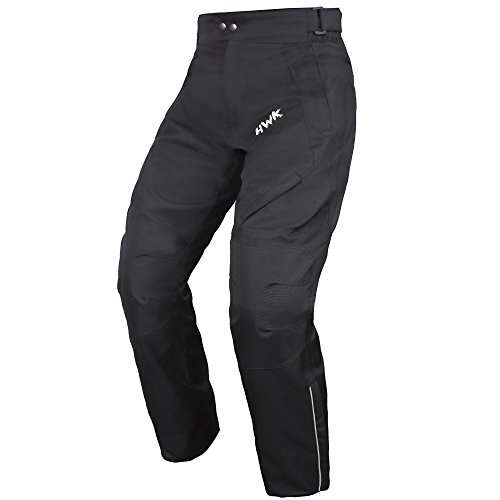 HWK Mens Black Textile Breathable Waterproof CE Armoured Motorbike Overpants Motorcycle Trousers / Pants - 1 year Guarantee Waist32''-34'' Inseam30''