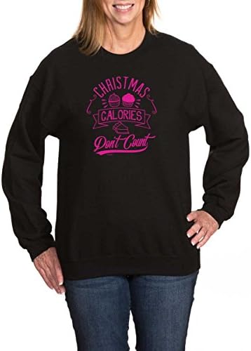 Amy Alder Funny Christmas Sweatshirt Novelty Xmas Calories Don't Count, L