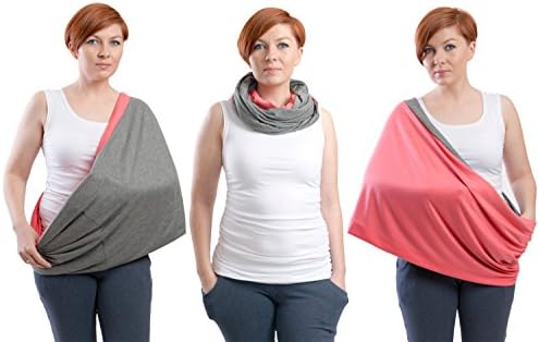 Nursing scarf, Infinity Scarf, 2 in 1 Nursing Cover, Nursing shawl, Breastfeeding cover coral graphite