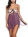 Avidlove Women Sexy Lingerie Halter Irregular Outfits Babydoll Set Lace Chemise Purple M