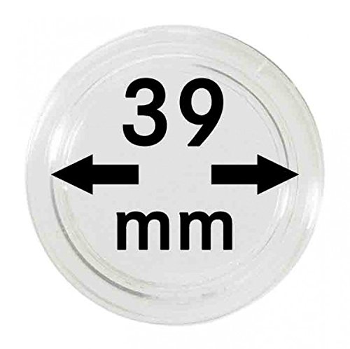 Coin capsules 39 mm (10 Pieces) [Lindner 2250039], special scratch-resistant surface - Inner diameter: 39 mm